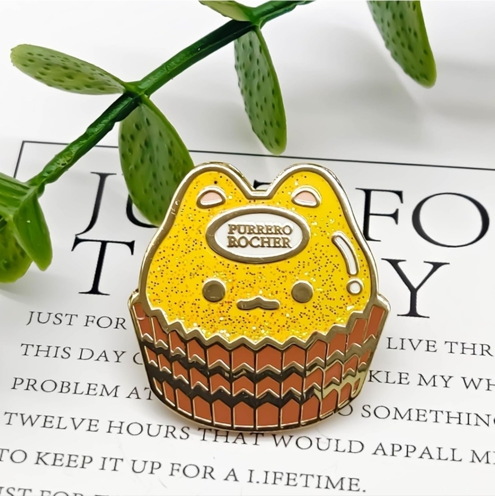 Purrero Rocher Yellow and Brown Enamel Pin